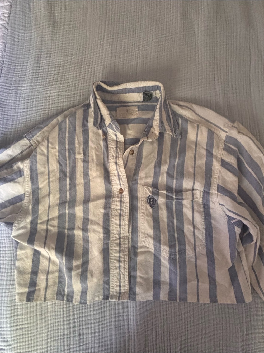 Vintage Upcycled Button-Up Shirt - Blue & White